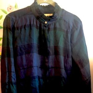 NWT - Loft Button up Plaid Blouse